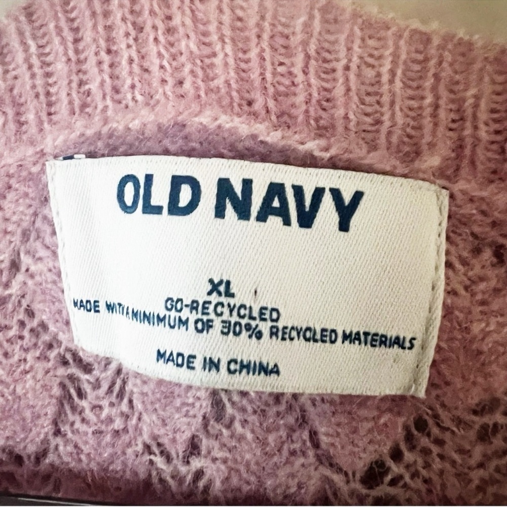 Old Navy Open Knit Wool Blend Sweater Pink XL Feminine Cottagecore Girly Office - Picture 6 of 8